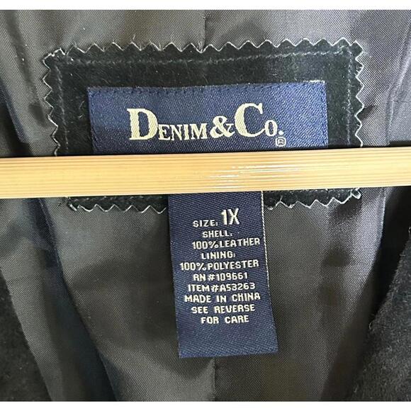 Vintage Denim & Co Black Leather Suede Fringe Jacket Western Boho Size 1X - Picture 5 of 6